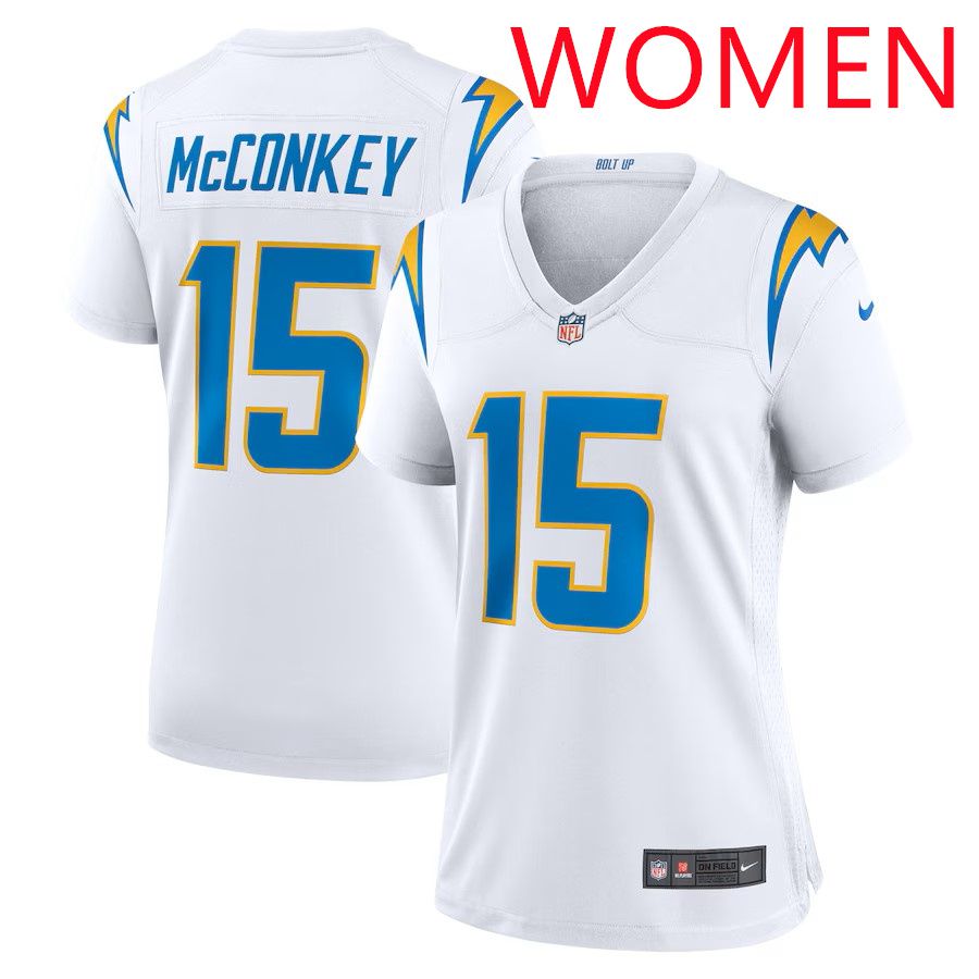 Women Los Angeles Chargers 15 Ladd McConkey 2025 Nike White Game NFL Jersey